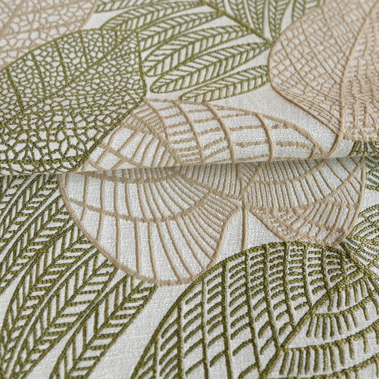 Rideau jacquard en poly-coton à motifs feuilles
