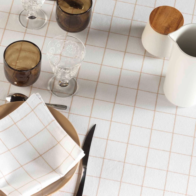 Mantel rectangular de cuadros de polialgodón