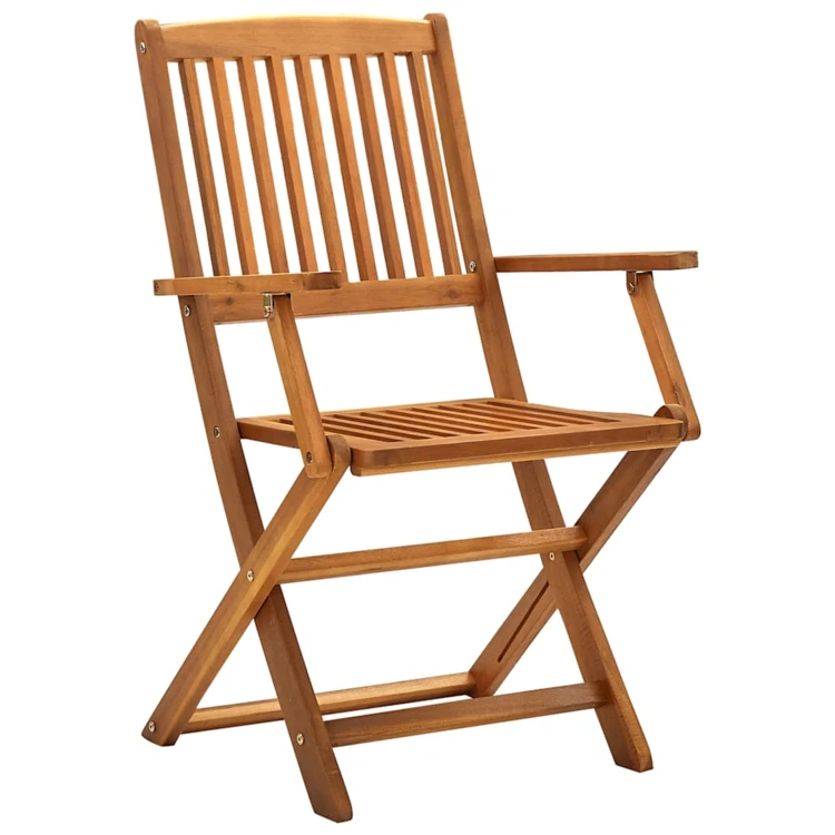 Lot de 4 chaises de jardin pliables en bois avec accoudoirs