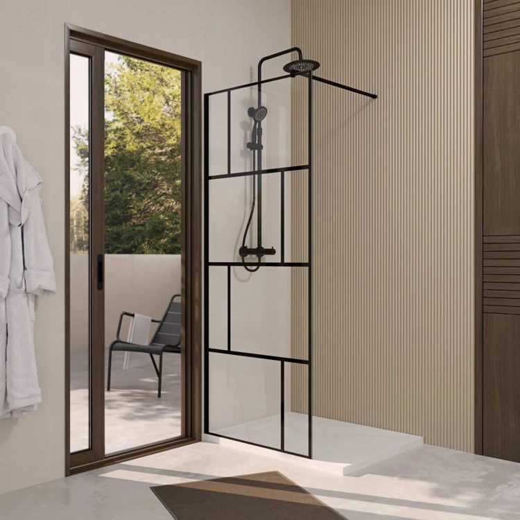 Paroi de douche fixe sérigraphiée en verre trempé anticalcaire