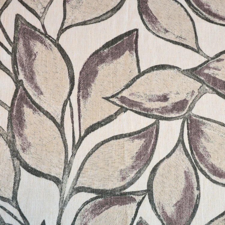 Rideau imprimé feuilles en tissu poly-lin