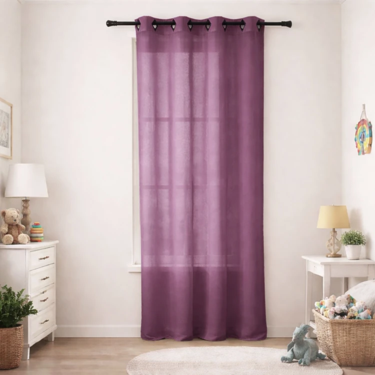 Voilage en Etamine Légère Unie à Oeillets Carrés