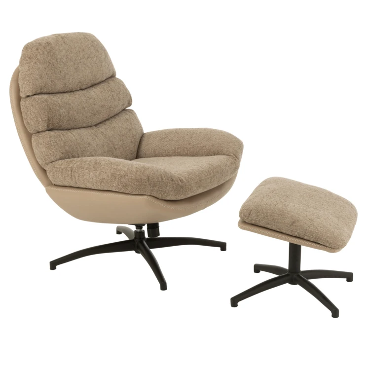 Sillón relax giratorio con reposapiés