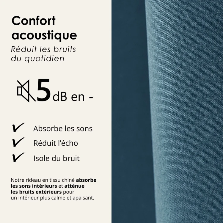 Rideau 100% occultant thermique phonique chiné