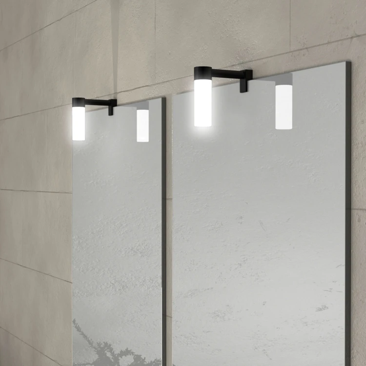 Ensemble de salle de bains avec 2 vasques et miroirs rectangulaires à led