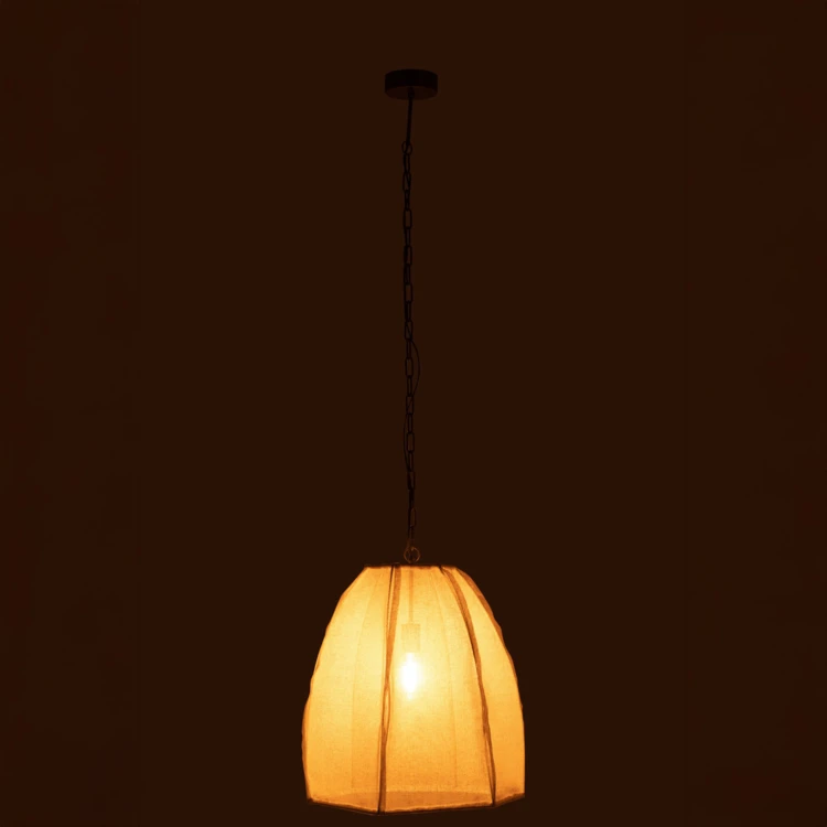 Suspension cloche en lin et fer