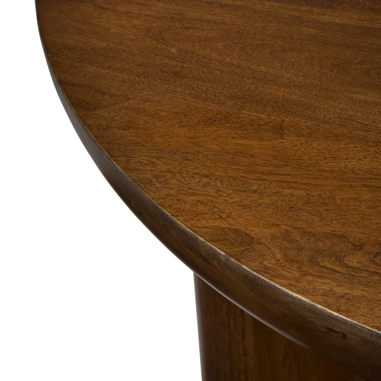 Mesa de centro redonda de madera maciza con patas cilíndricas