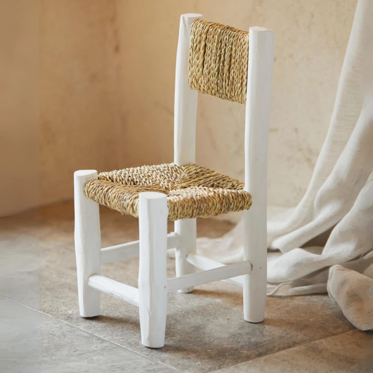Chaise enfant bois blanc et doum