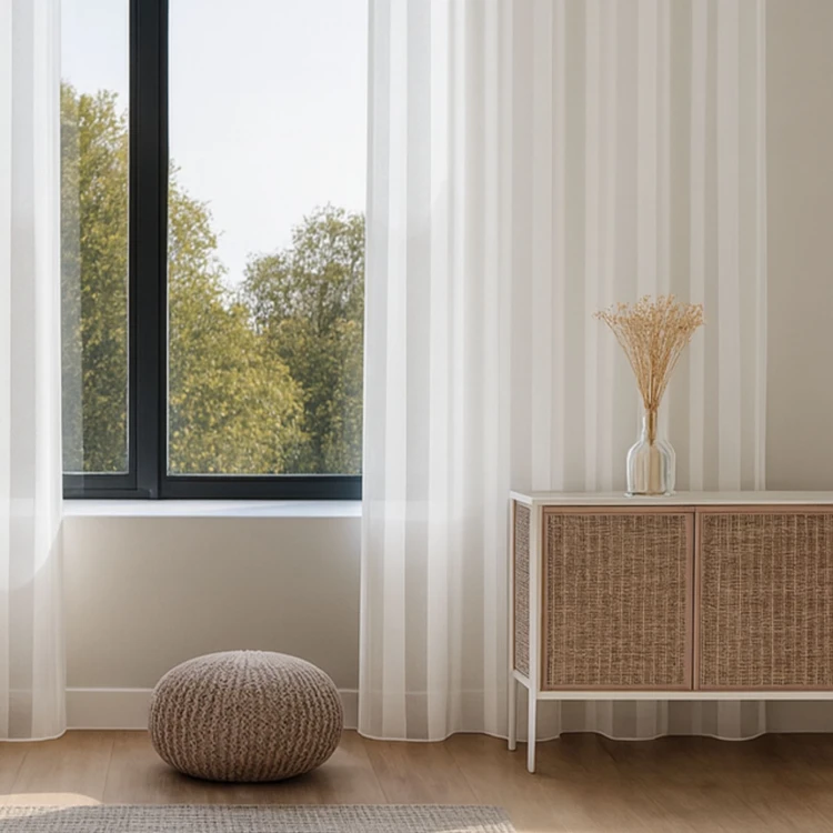 Voilage blanc à rayures ton sur ton