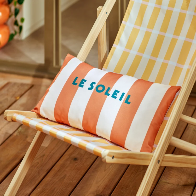 Coussin extérieur rayé "Le soleil"