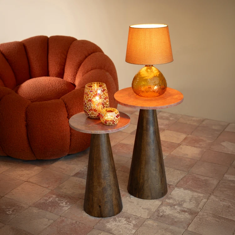 Lot de 2 tables d’appoint en bois effet marbre