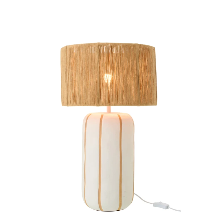 Lampe à poser en poterie avec abat-jour cylindrique