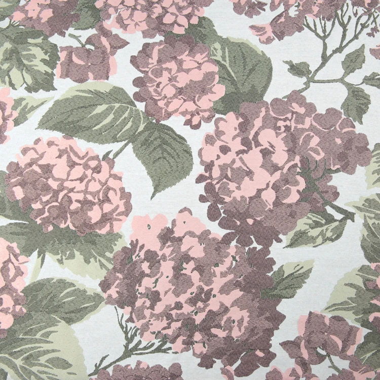 Rideau jacquard à motif hortensia