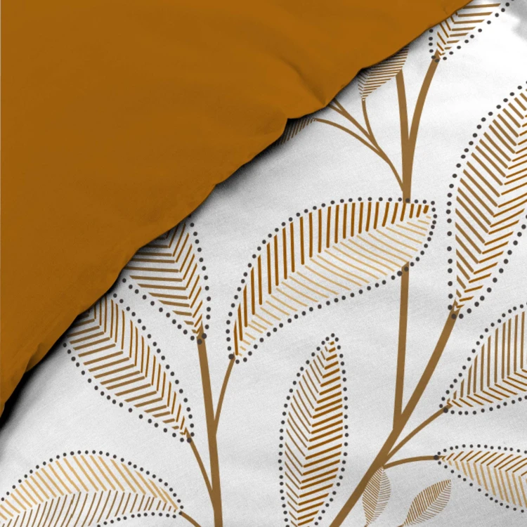 Parure de lit 3 pièces en coton à motif feuilles housse + taies