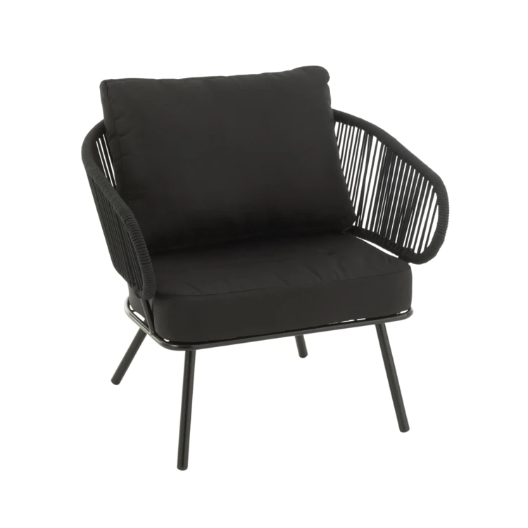 Ensemble 3 pièces en métal et rotin extérieur