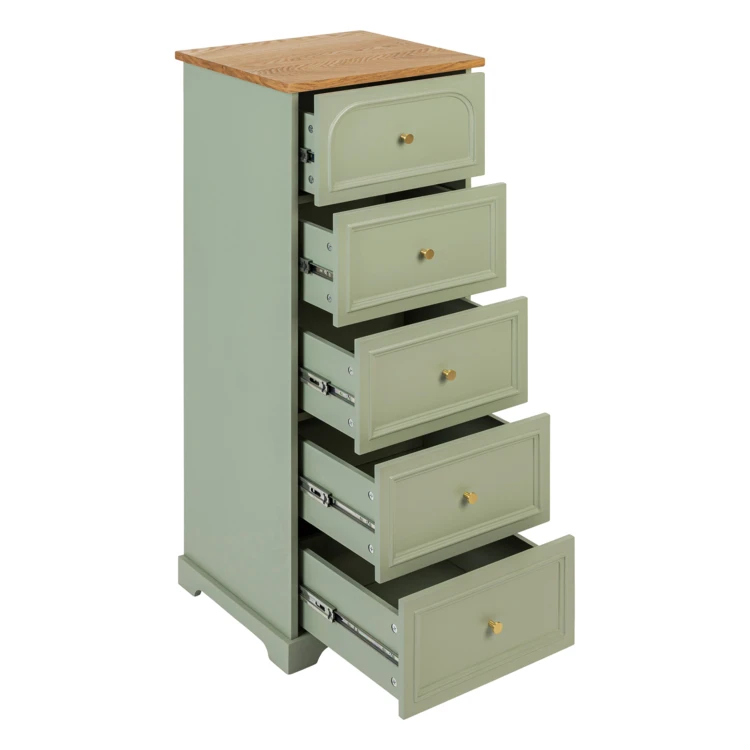 Cómoda de madera con 5 cajones y encimera de fresno
