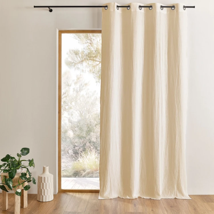 Cortina em tela de gaze de algodão com ilhós