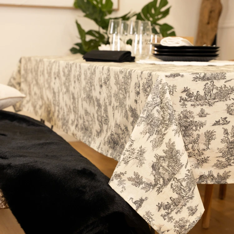 Nappe toile de Jouy rectangulaire plastifiée