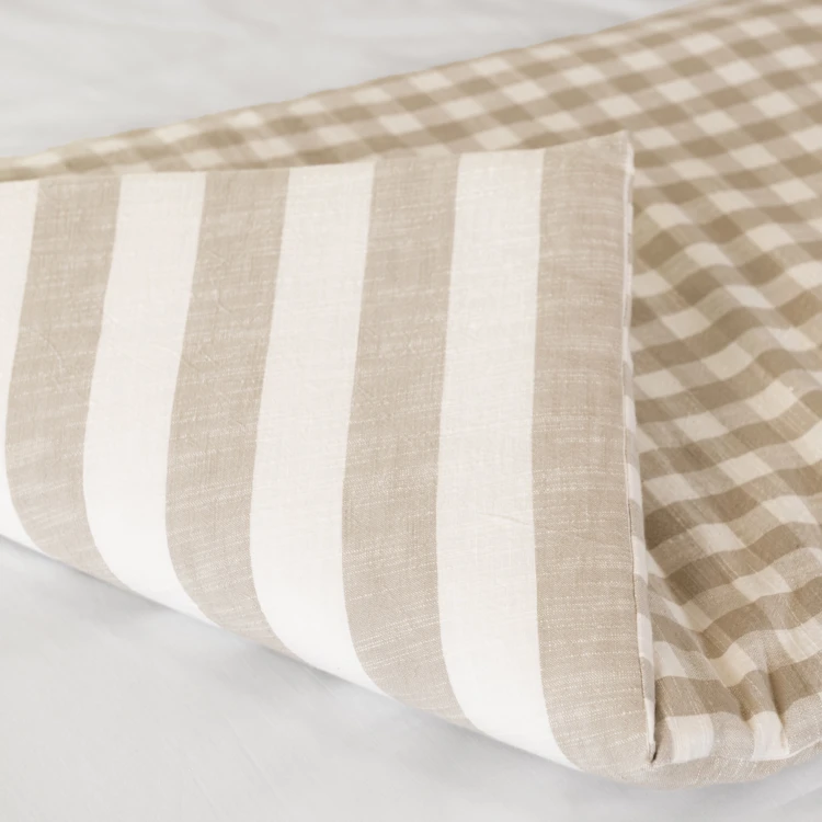 Édredon réversible coton flammé motifs rayures et carreaux LOURMARIN