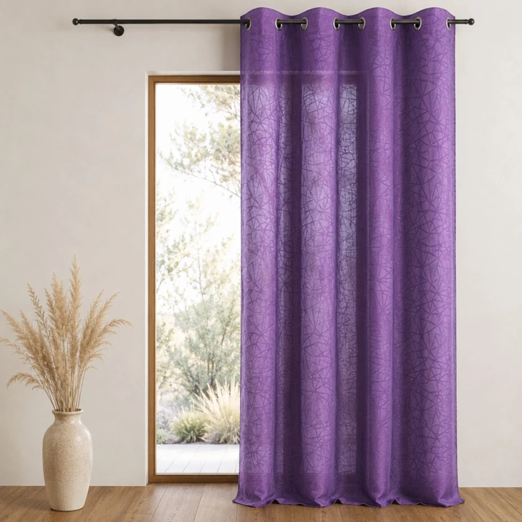 Rideau en jacquard à imprimés et à rayures verticales