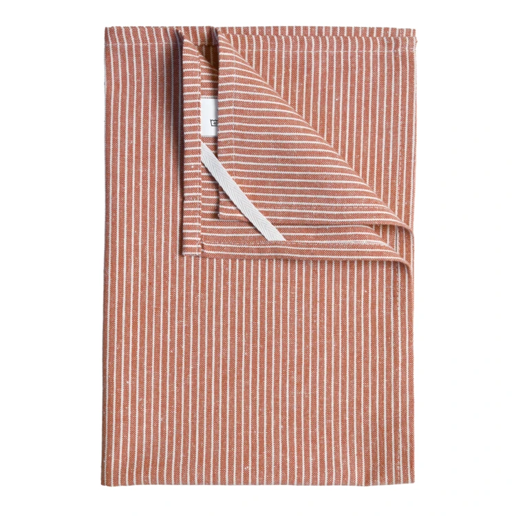 Paño de cocina de algodón con finas rayas tejidas