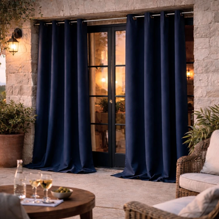 Rideau d'extérieur en tissu déperlant