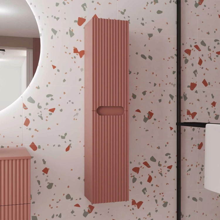 Colonne de salle de bains suspendue texturée et 2 portes