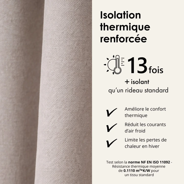 Rideau thermique phonique et semi occultant KONFOR