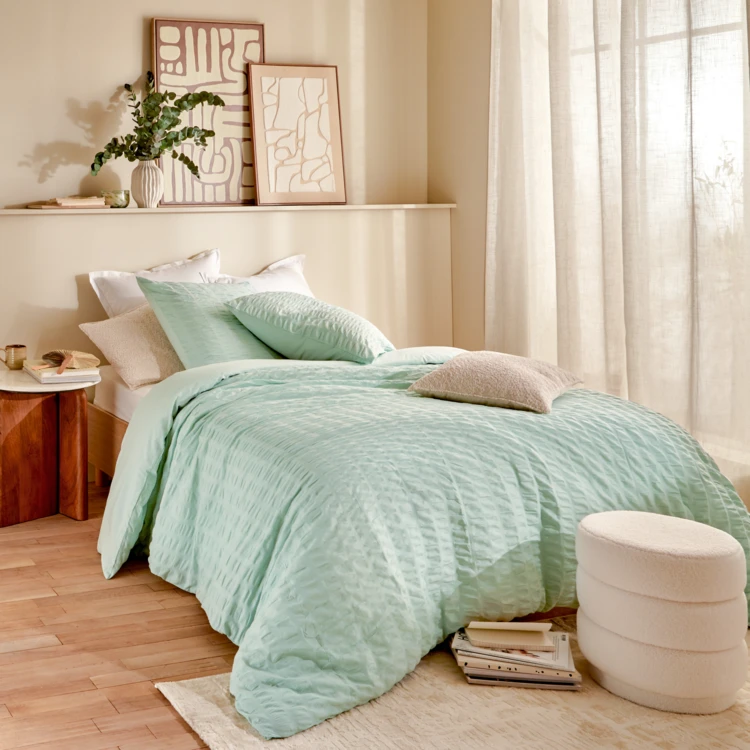 Parure de lit 3 pièces à rayures plissées