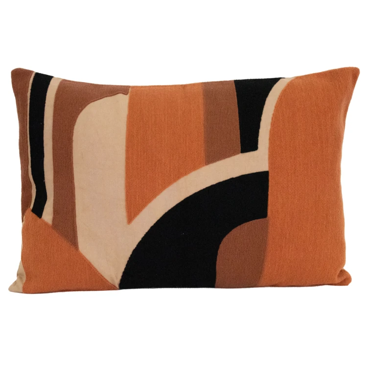 Coussin brodé en relief motif abstrait