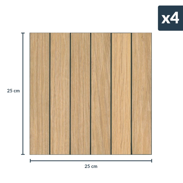 Crédence adhésive murale 3D effet bois 4 pièces