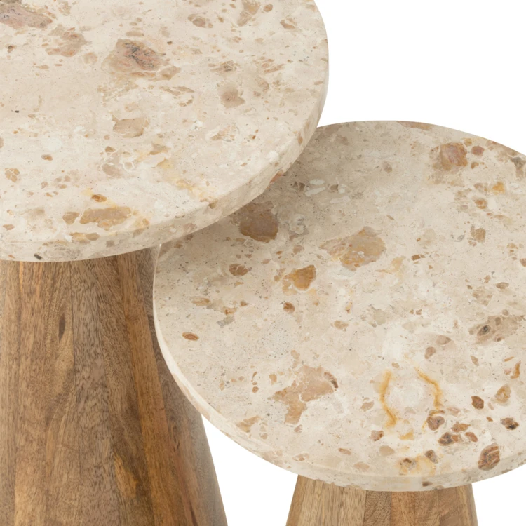 Lot de 2 tables d’appoint en bois effet marbre