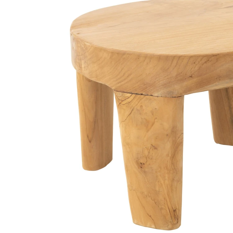 Runder Couchtisch aus Teakholz – 2er-Set