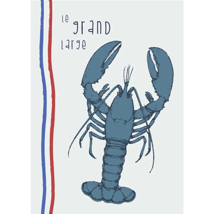 Lot de 3 torchons illustrations marines en coton lavé
