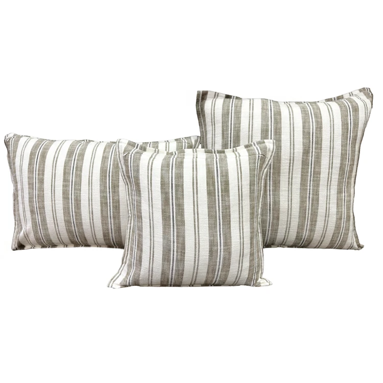 Housse de coussin réversible en coton flammé à rayures double face