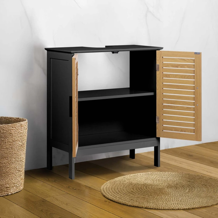 Meuble sous vasque de salle de bain avec portes persiennées