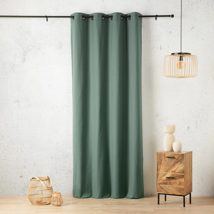 Rideau aspect lin à oeillets