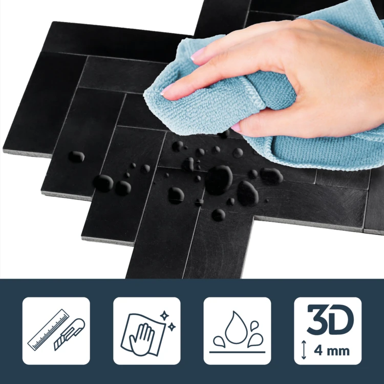 Crédence adhésive murale 3D effet chevron 4 pièces