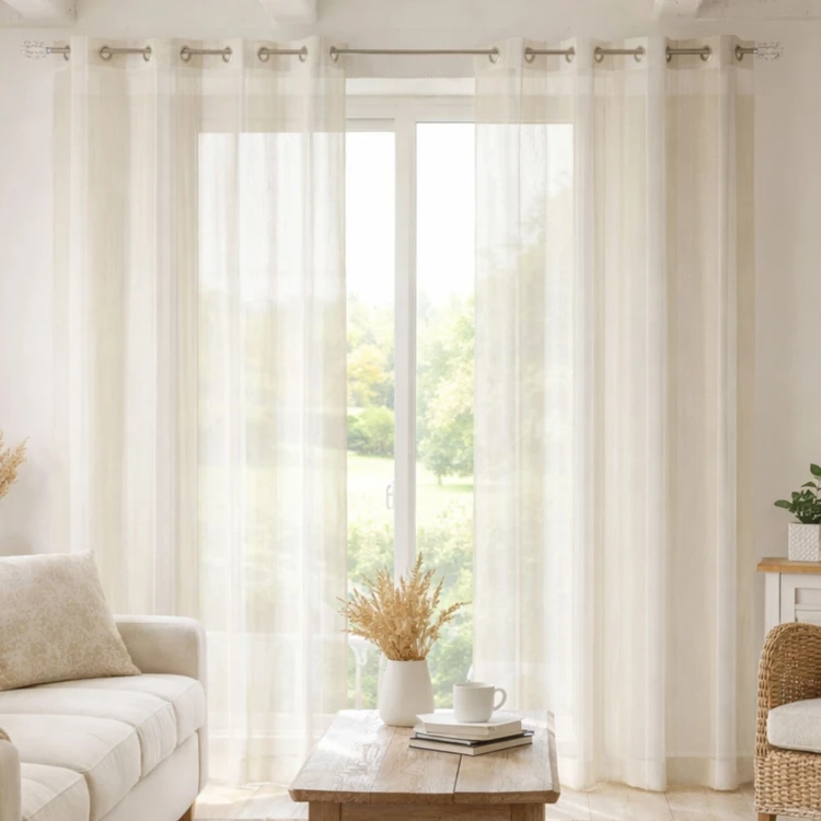 Voilage rayures brodées ton sur ton