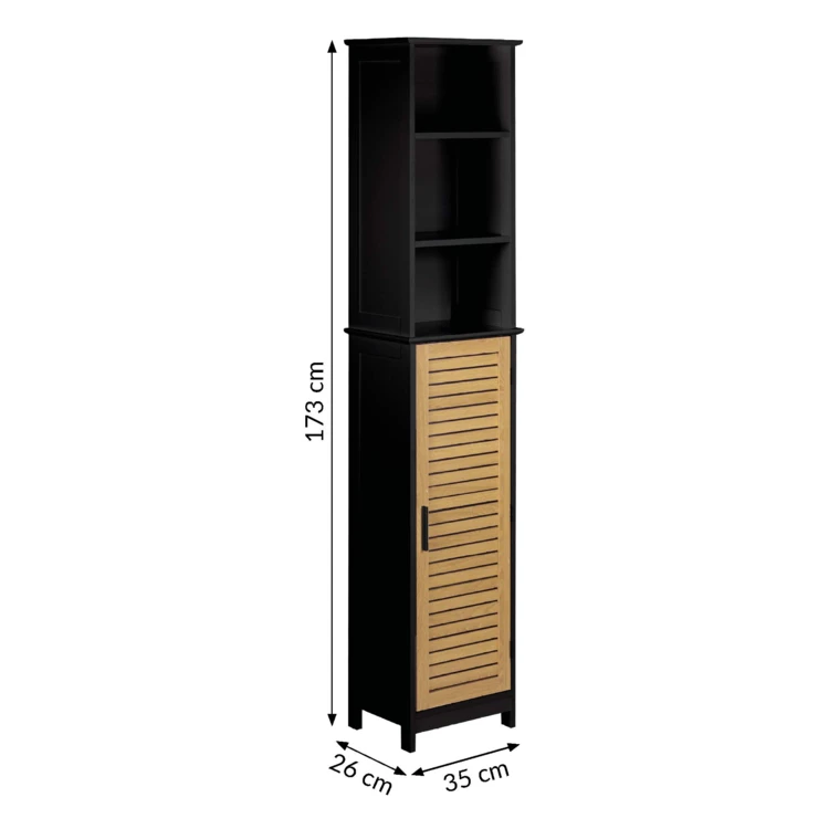 Colonne de salle de bain avec porte à lames et rangements