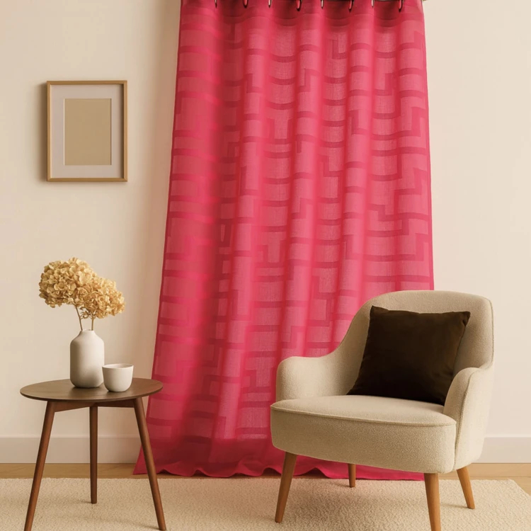 Visillo en estameña dibujos geométricos orquídea