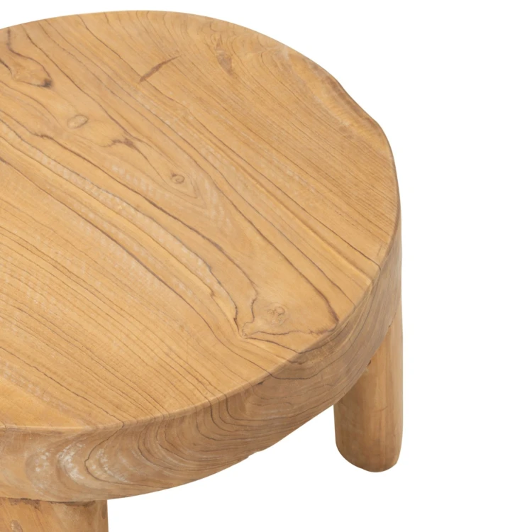 Runder Couchtisch aus Teakholz – 2er-Set
