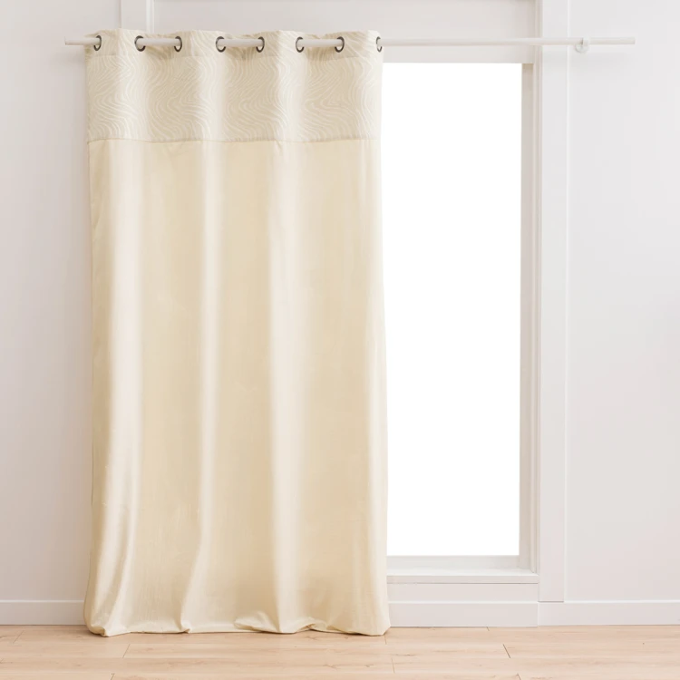 Rideau tamisant à œillets en velours avec bandeau jacquard zébré