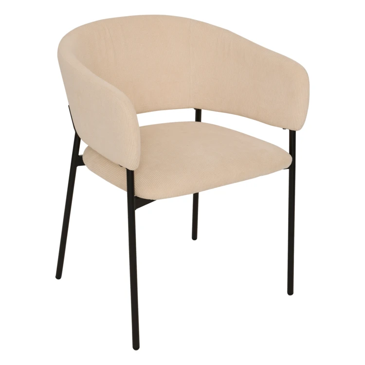 Sillón de comedor de pana con reposabrazos