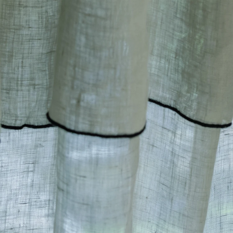 Rideau panneau à ajuster en lin finition bourdon