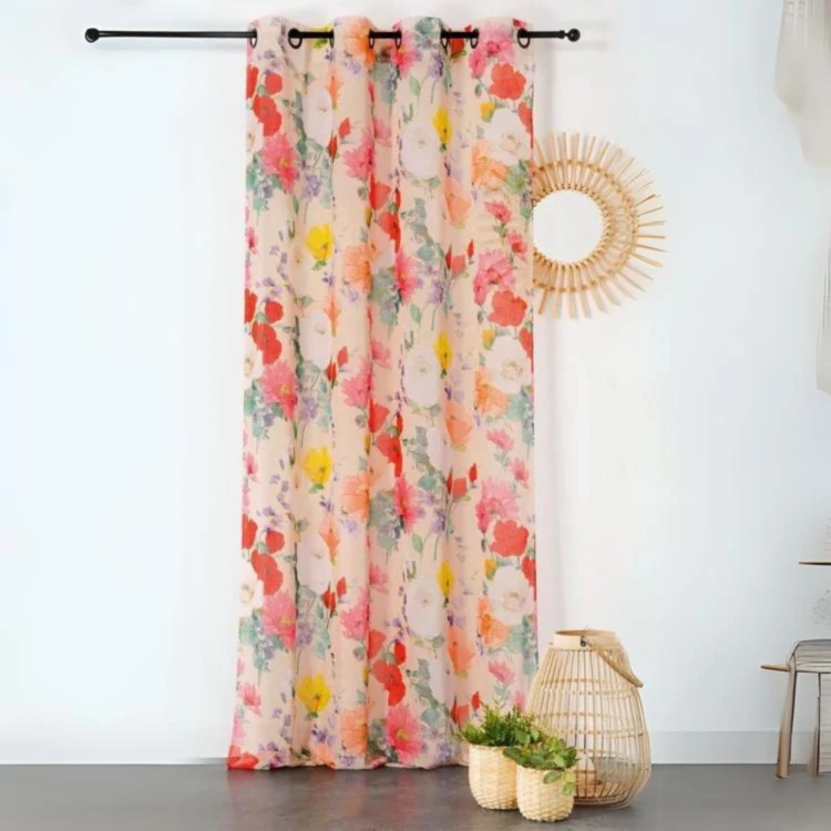 Leicht lichtdurchlässiger Vorhang mit Mohnblumendesign