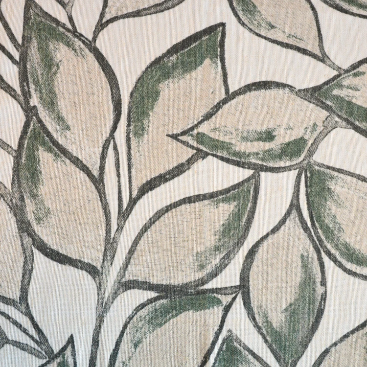 Rideau imprimé feuilles en tissu poly-lin