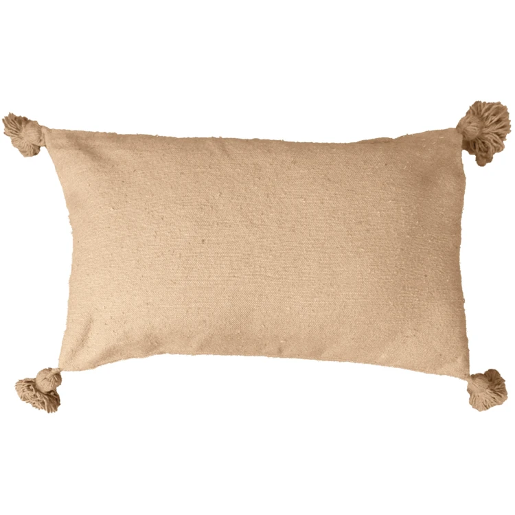 Housse de coussin en laine à pompons