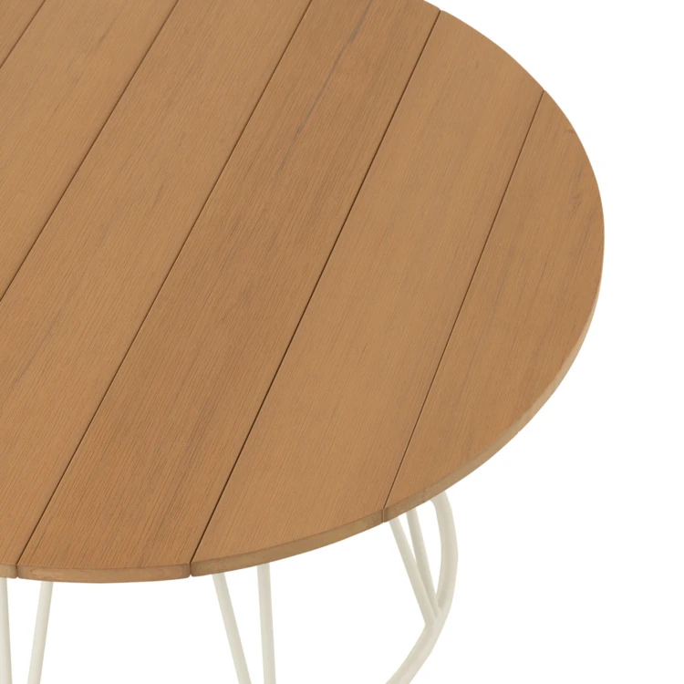Mesa de centro redonda de madera y hierro