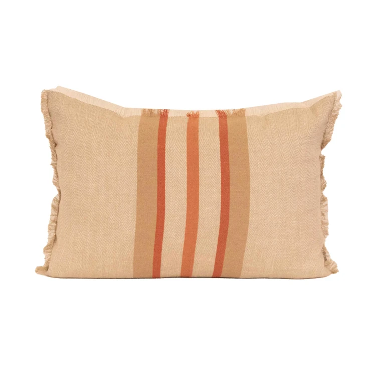 Coussin rayé en lin et coton